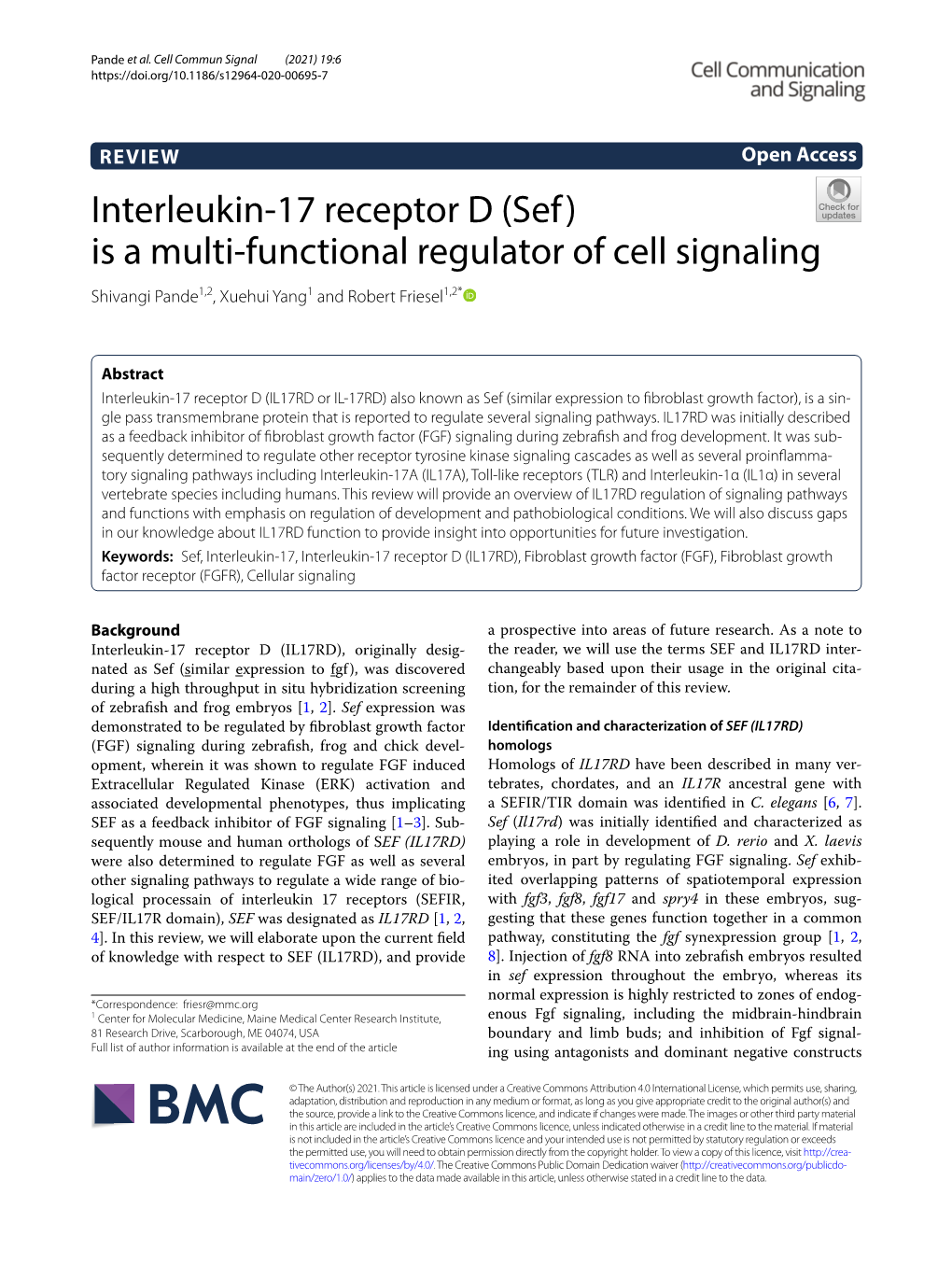 Interleukin-17 Receptor D (Sef) Is a Multi-Functional Regulator of Cell