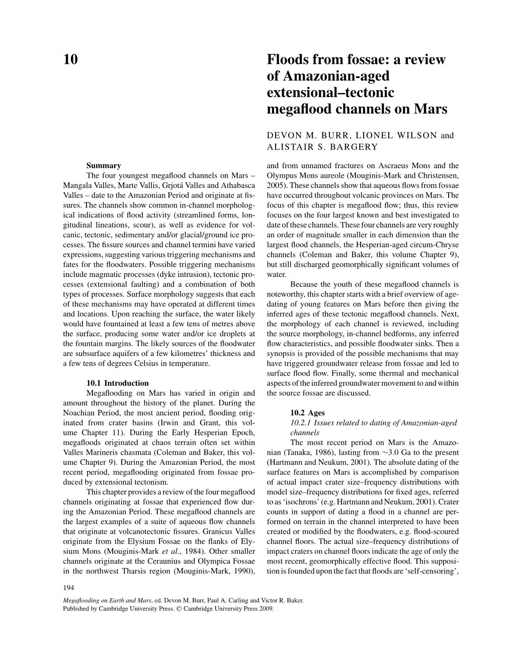 Floods from Fossae: a Review of Amazonian-Aged Extensional–Tectonic Megaﬂood Channels on Mars