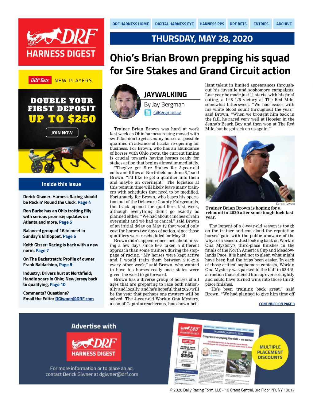 Ohio's Brian Brown Prepping His Squad for Sire Stakes and Grand