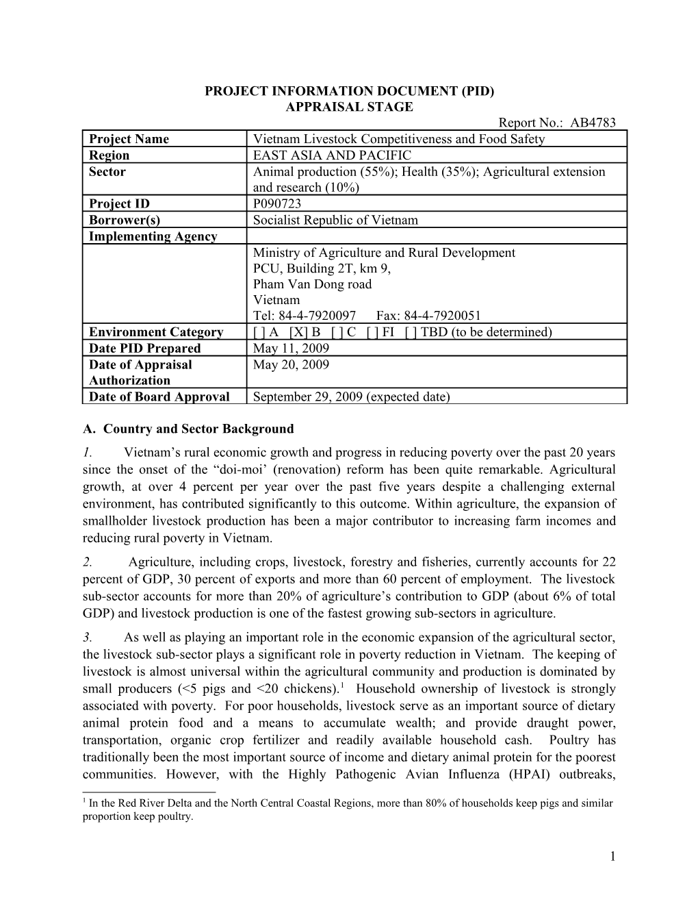 Project Information Document (Pid) s16