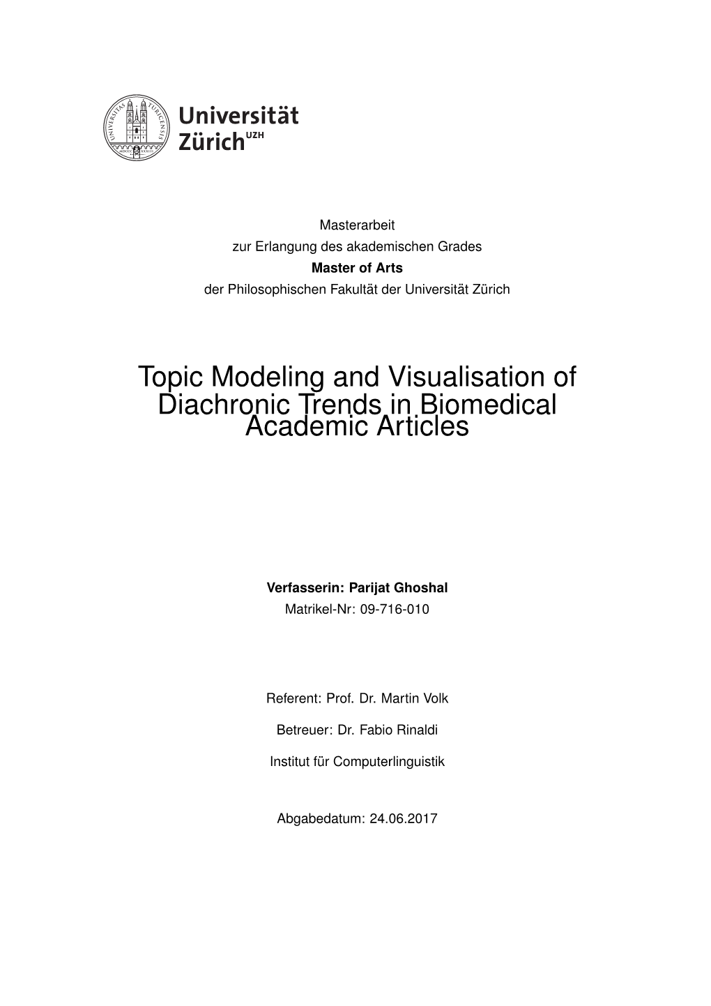 Topic Modeling and Visualisation of Diachronic Trends in Biomedical Academic Articles