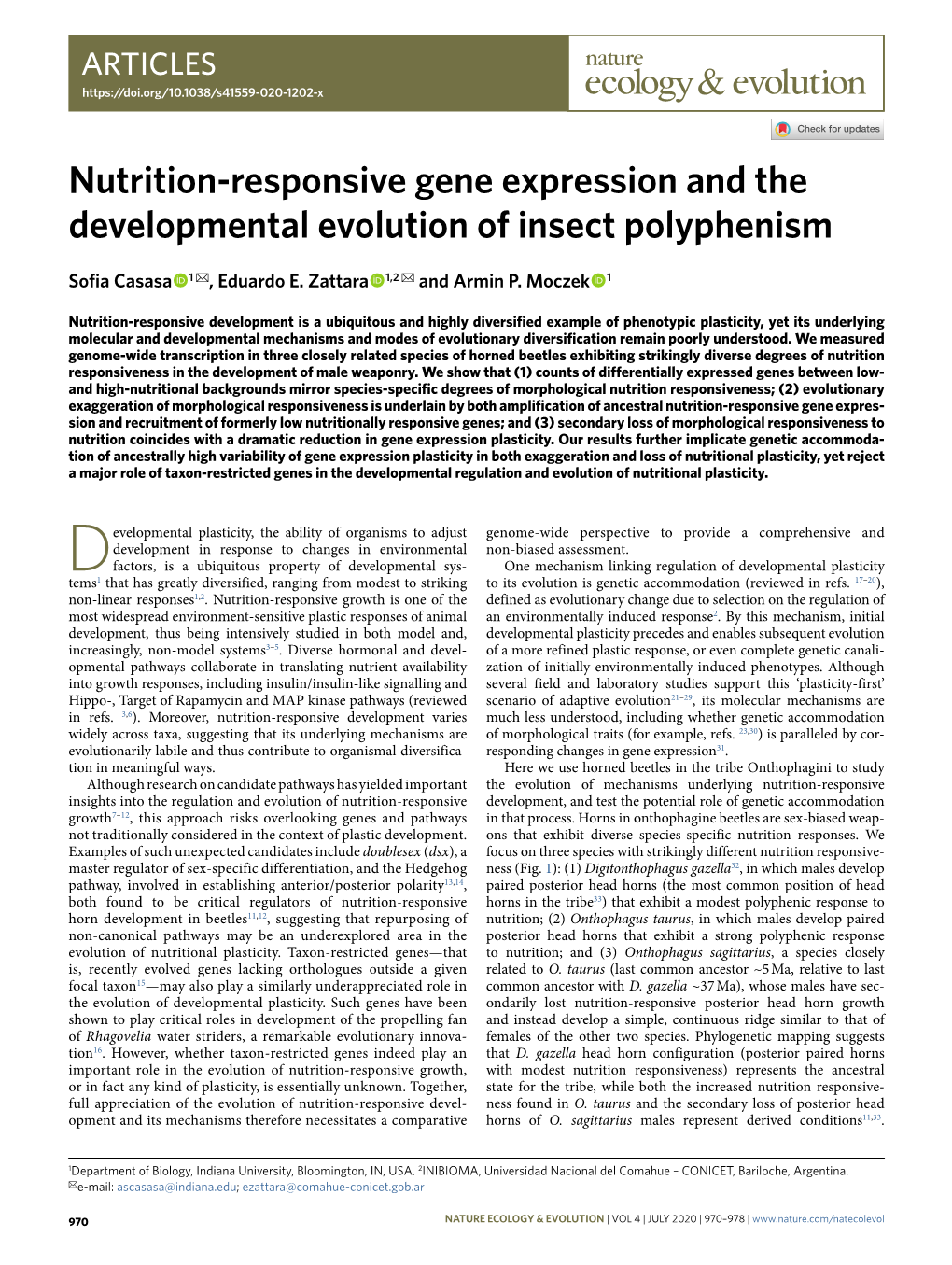 Nutrition-Responsive Gene Expression and the Developmental Evolution of Insect Polyphenism