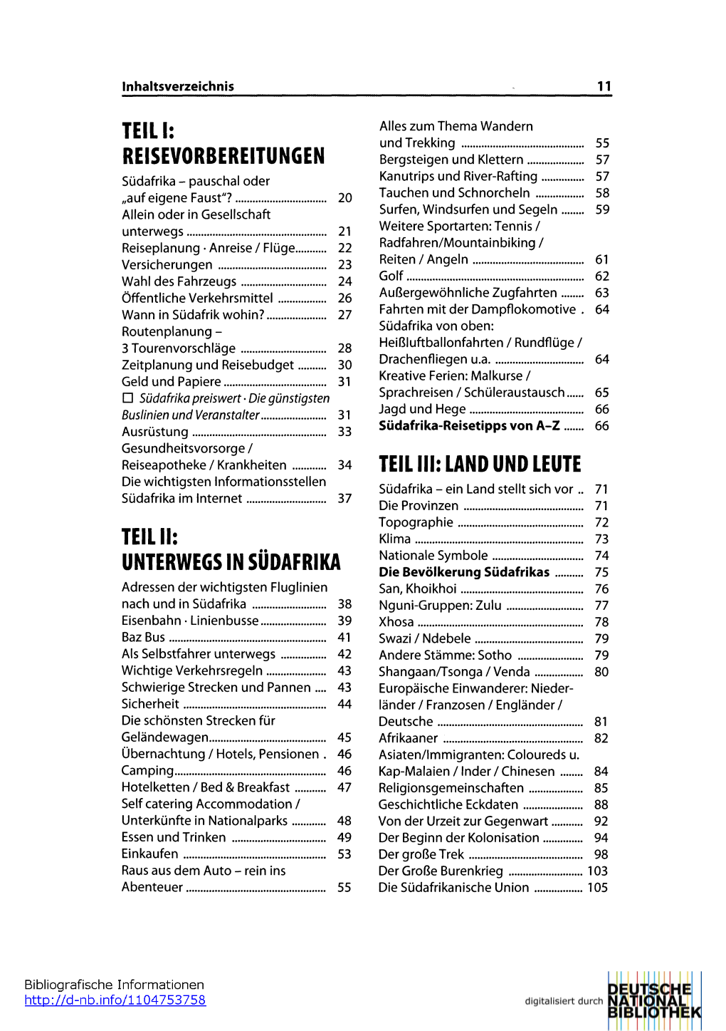 Teil I: Reisevorbereitungen Teil Ii: Unterwegs In