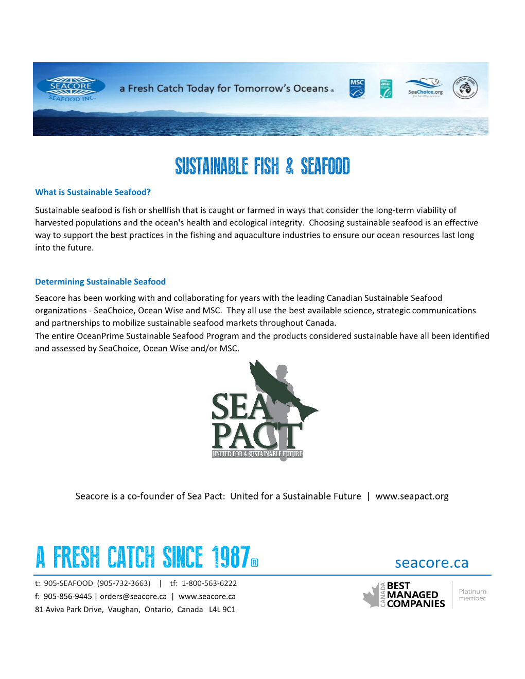 Our Sustainable Seafood List