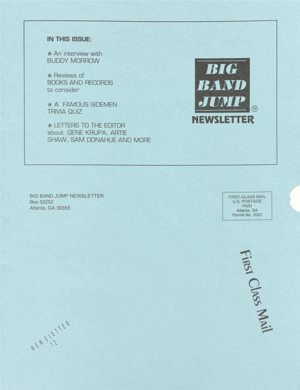 BIG BAND JUMP NEWSLETTER FIRST-CLASS MAIL Box 52252 U.S