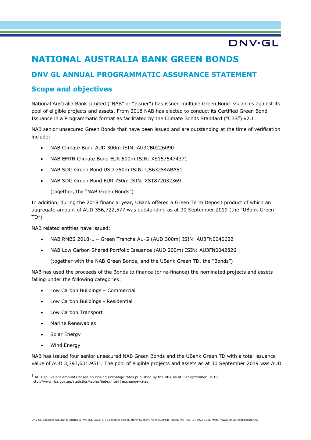 NAB SDG Green Bonds