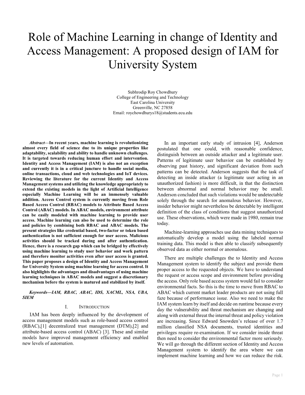 Role of Machine Learning in Change of Identity and Access Management: a Proposed Design of IAM for University System
