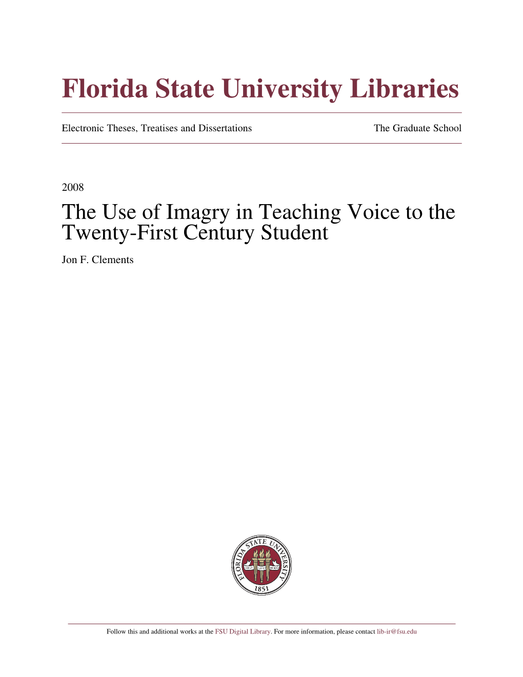 The Use of Imagery in Teaching Voice to the Twenty-First Century Student