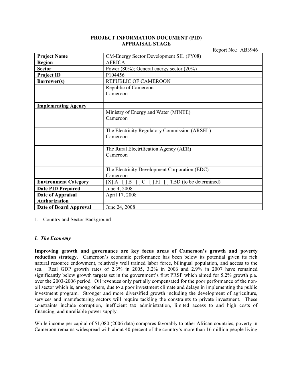 Project Information Document (Pid) s18