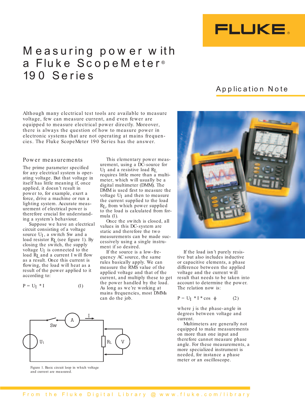 Measuring Power with a Fluke Scopemeter® 190 Series Application Note