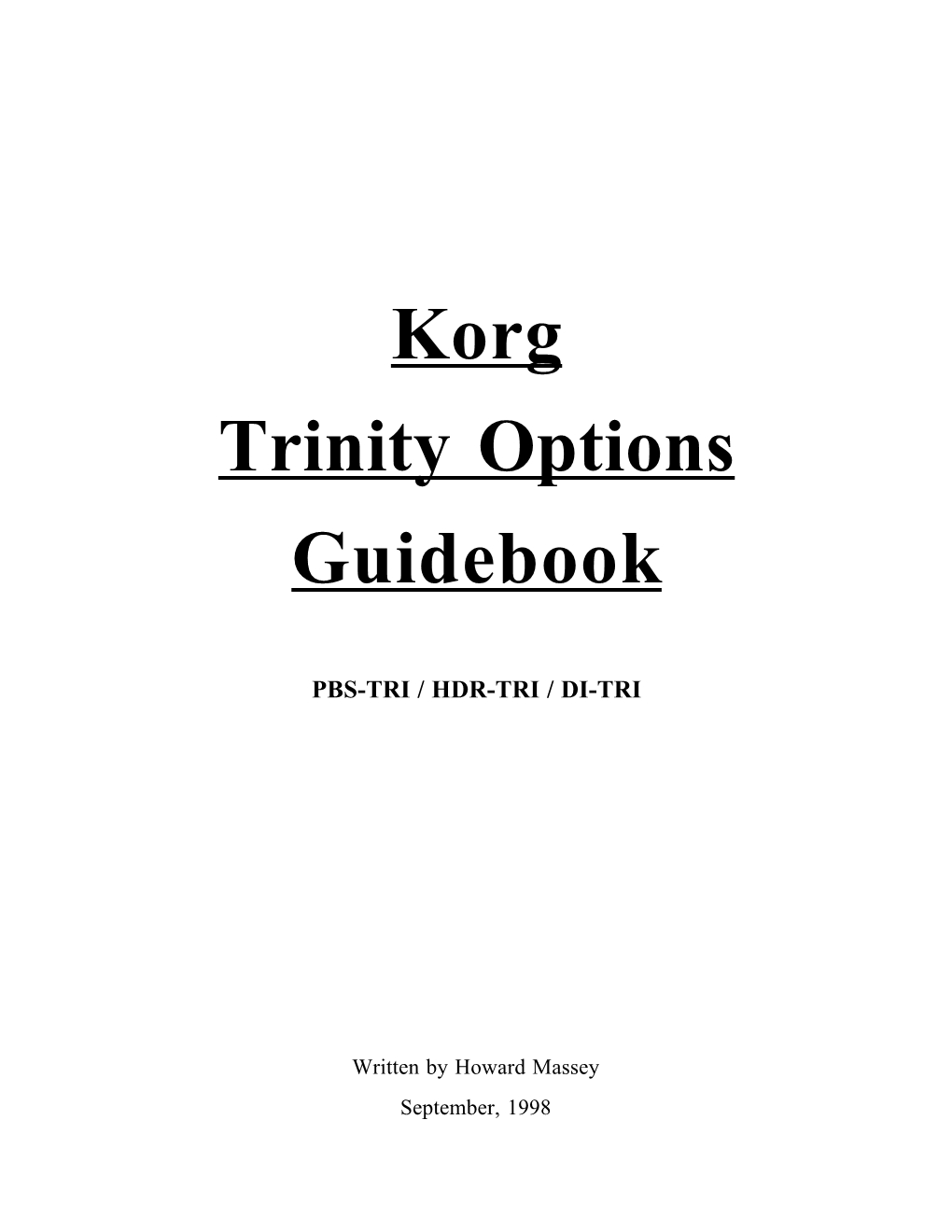 Korg Trinity Options Guidebook