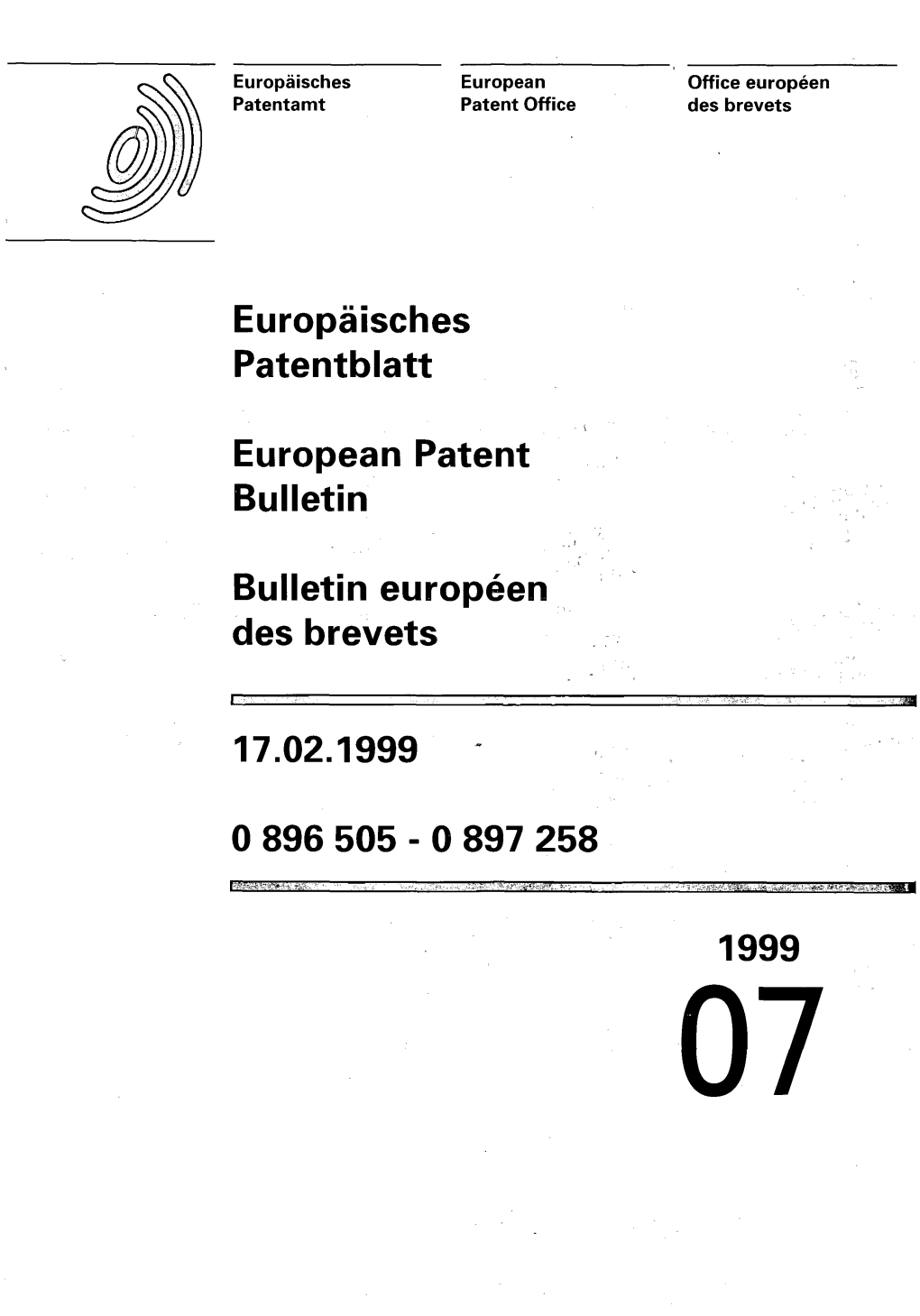 European Patent Bulletin 1999/07