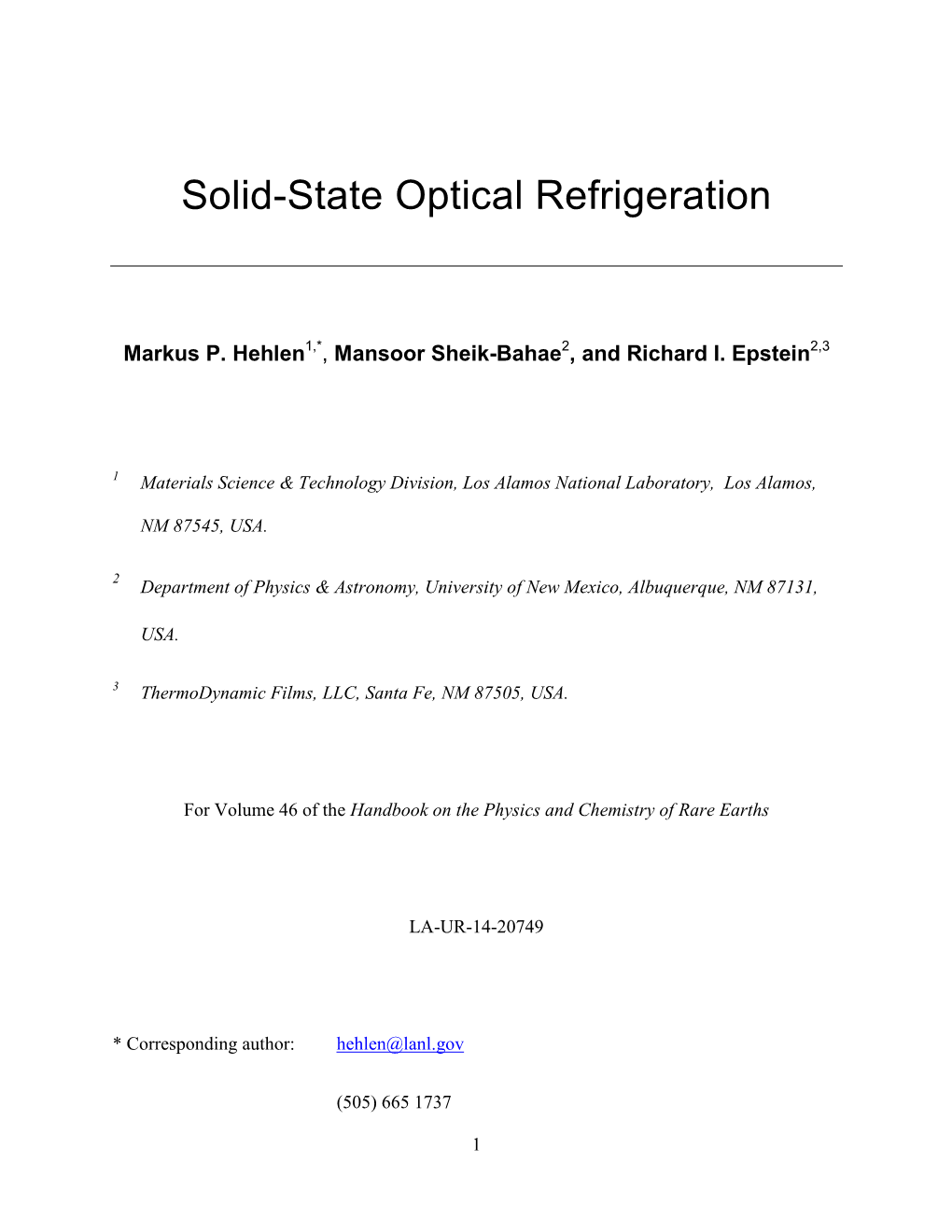 Solid-State Optical Refrigeration