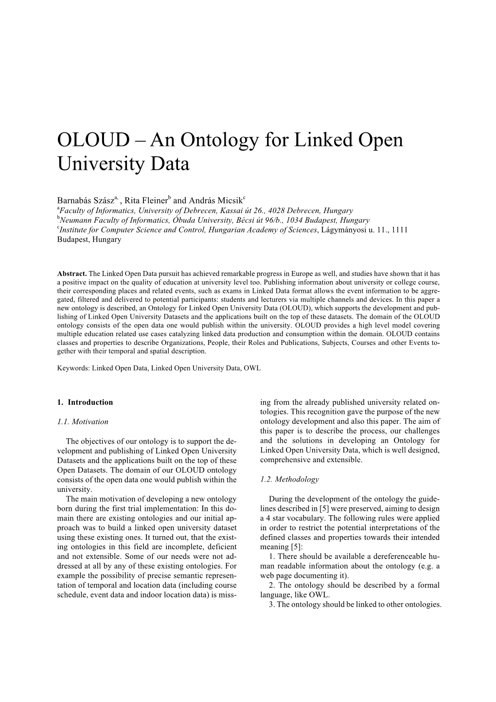 OLOUD – an Ontology for Linked Open University Data