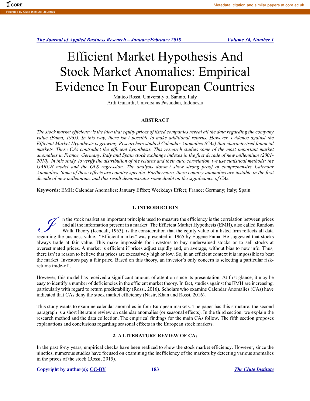 Efficient Market Hypothesis and Stock Market Anomalies