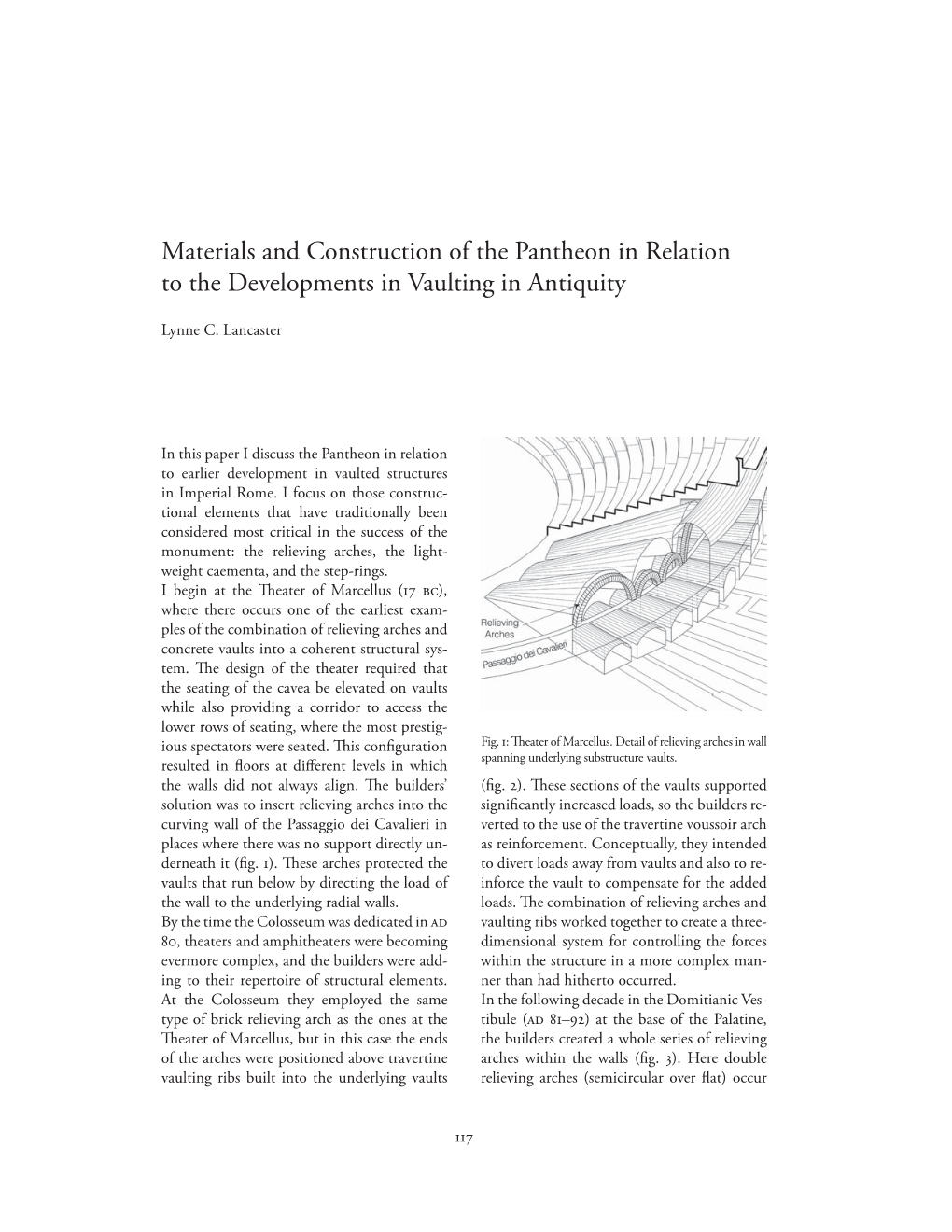 Materials and Construction of the Pantheon in Relation to the Developments in Vaulting in Antiquity