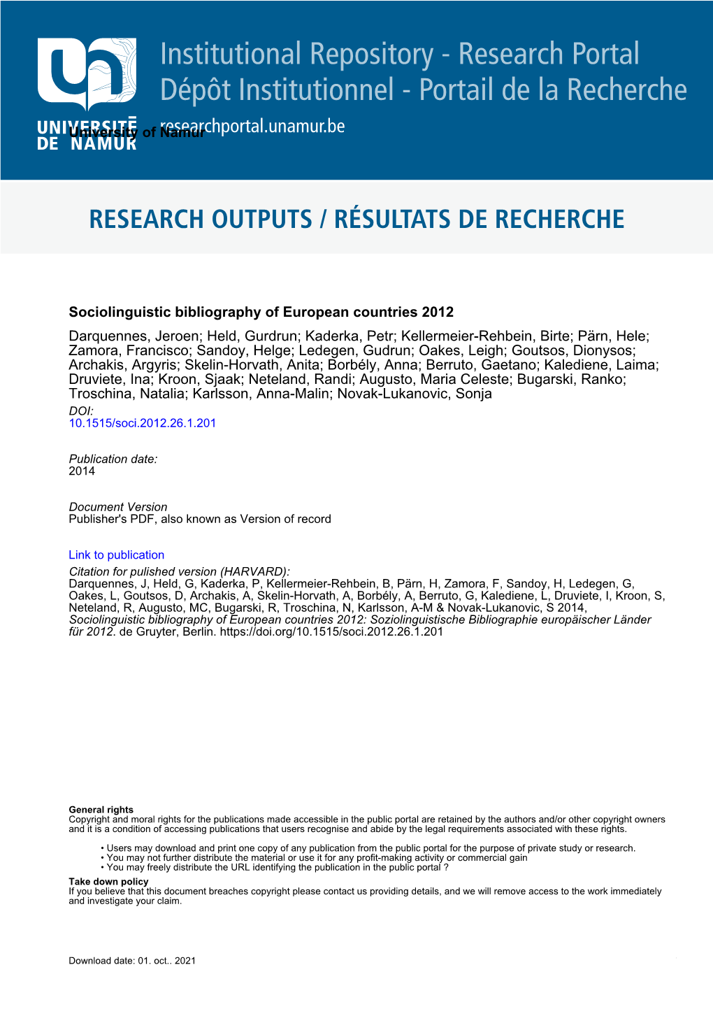 Institutional Repository - Research Portal Dépôt Institutionnel - Portail De La Recherche