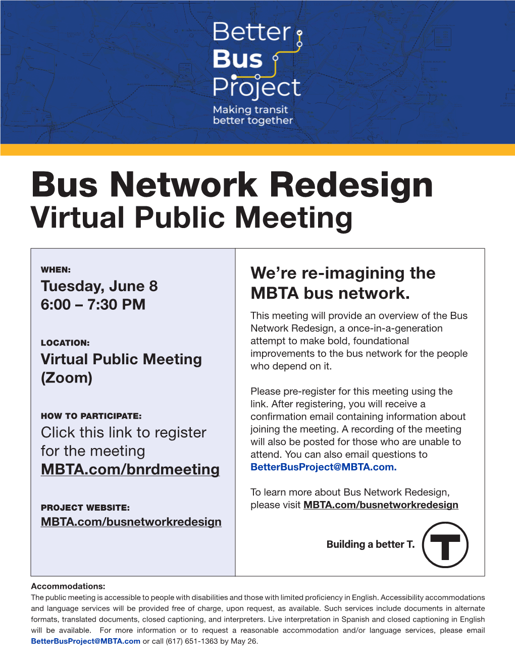 Bus Network Redesign Public Meeting Flyer
