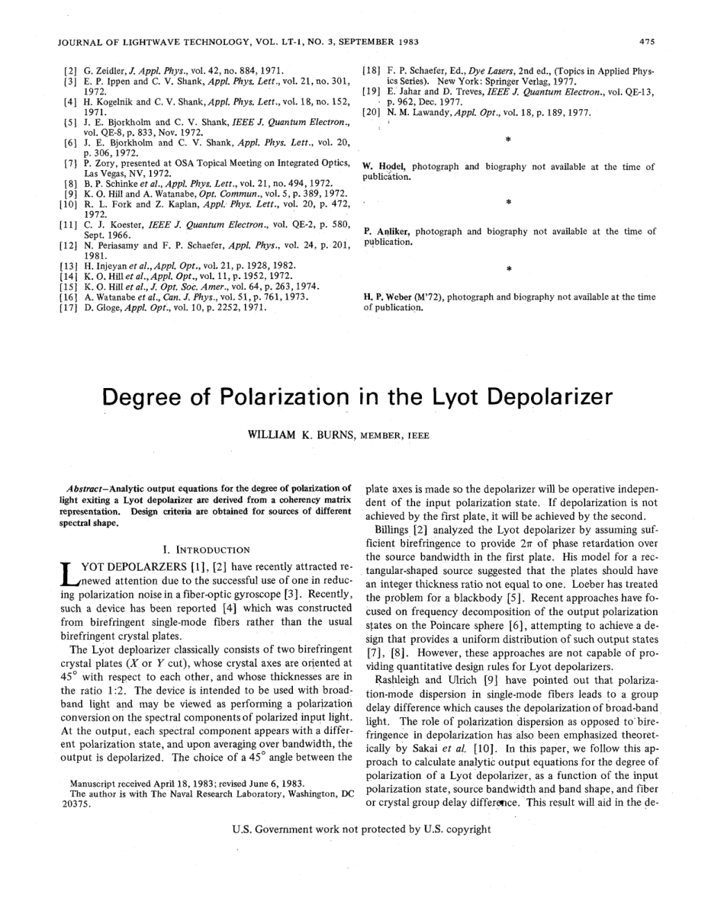 Degree of Polarization in the Lyot Depolarizer