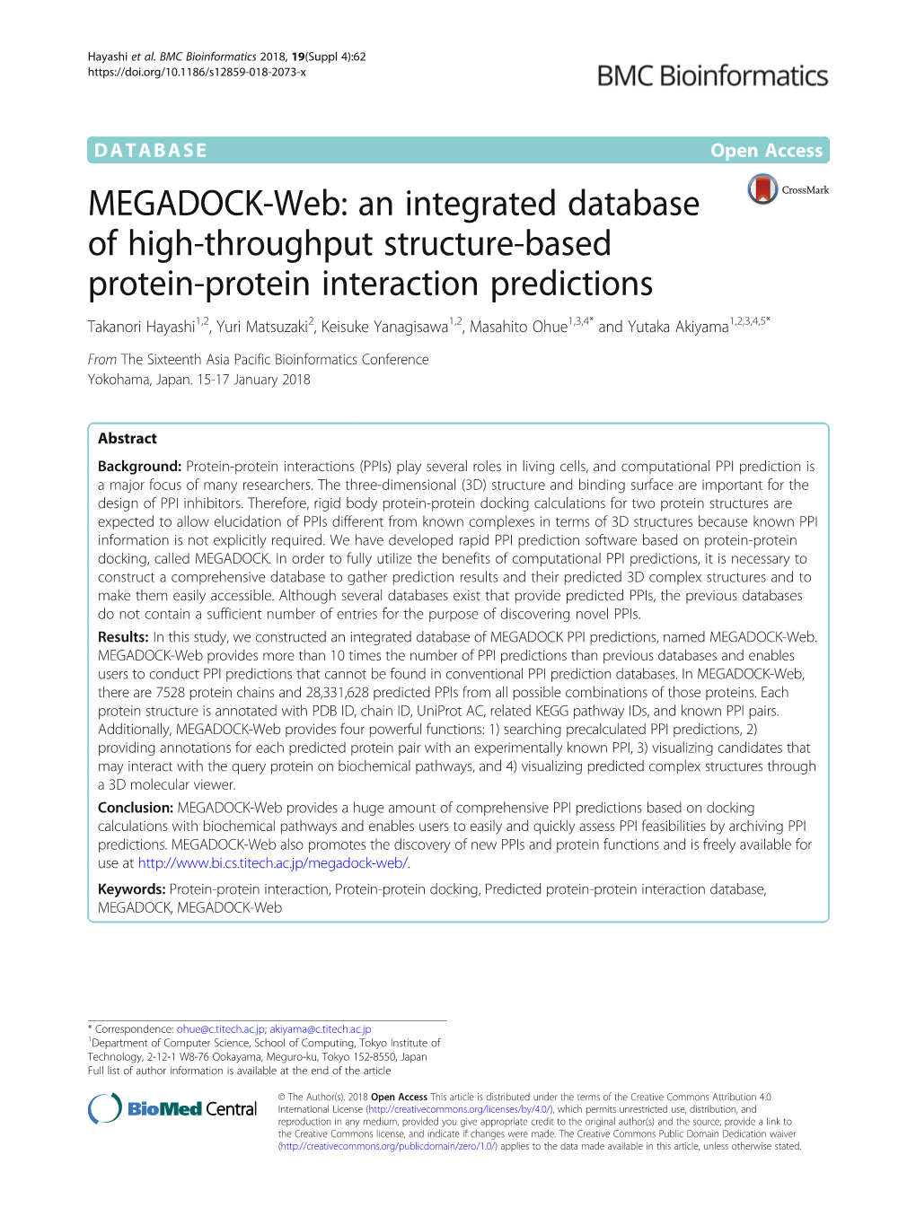 MEGADOCK-Web: an Integrated Database of High-Throughput