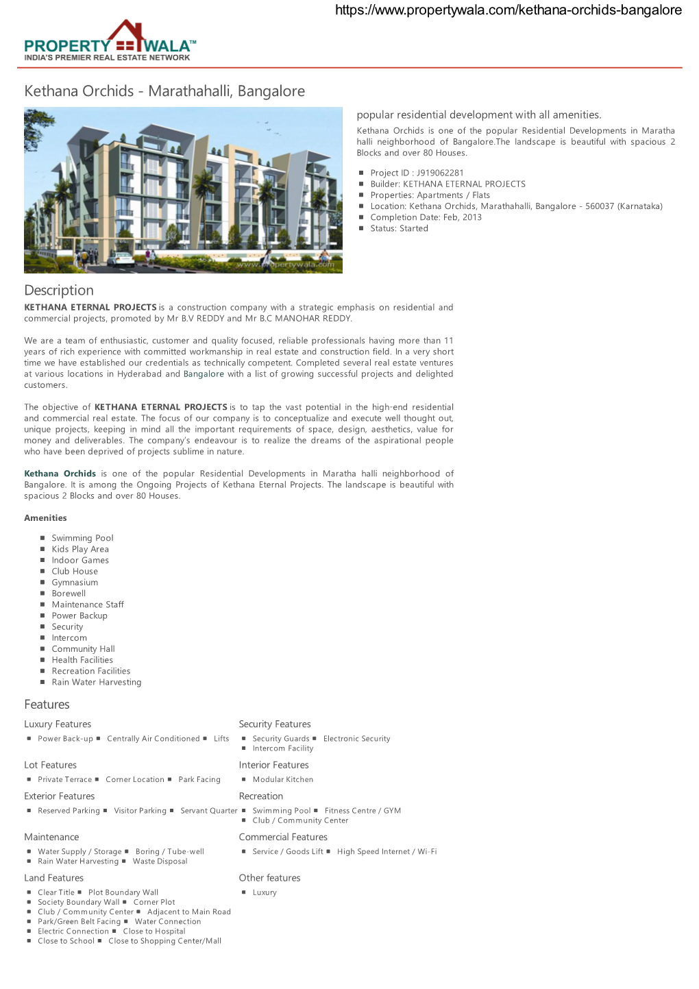 Kethana Orchids - Marathahalli, Bangalore Popular Residential Development with All Amenities