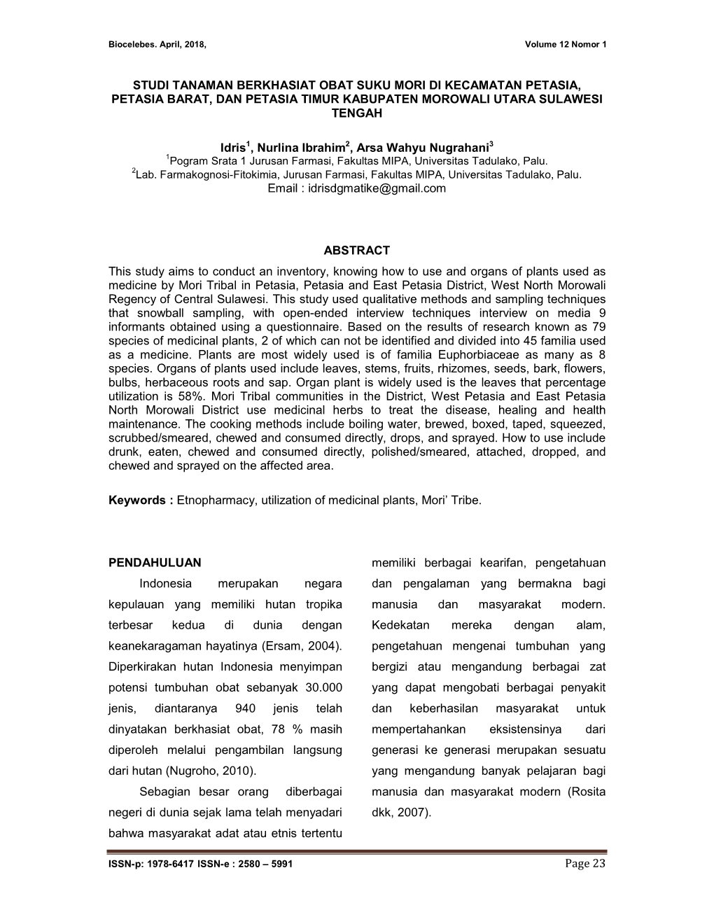 Page 23 STUDI TANAMAN BERKHASIAT OBAT SUKU MORI