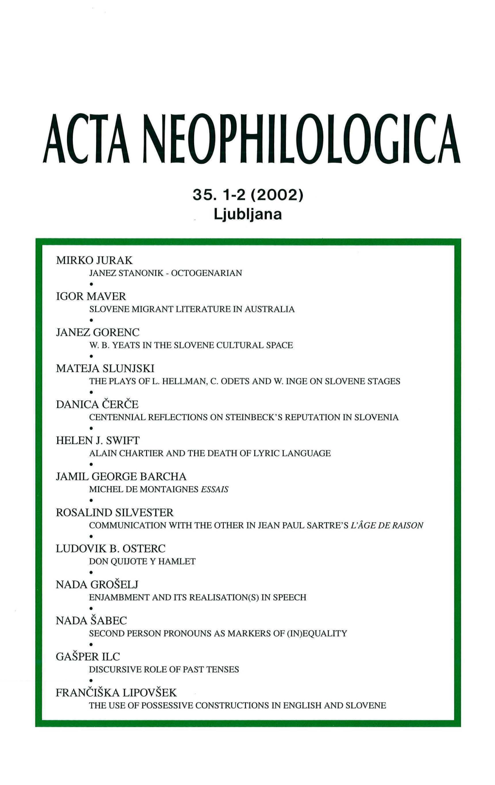 Acta Neophilologica 35