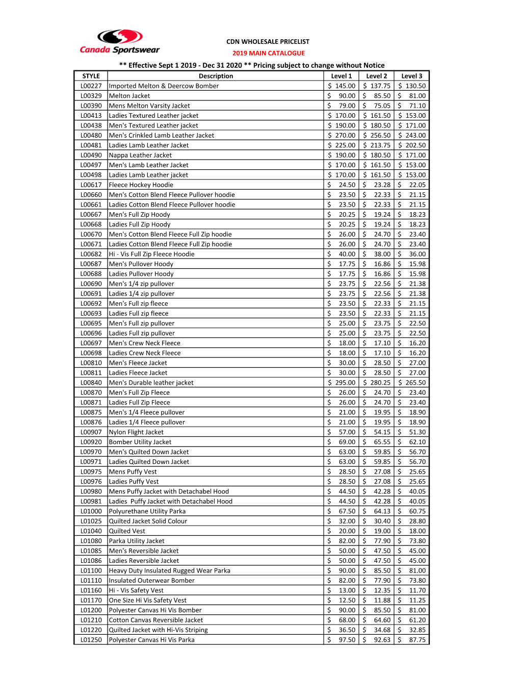 CDN NET PRICING.Xlsx