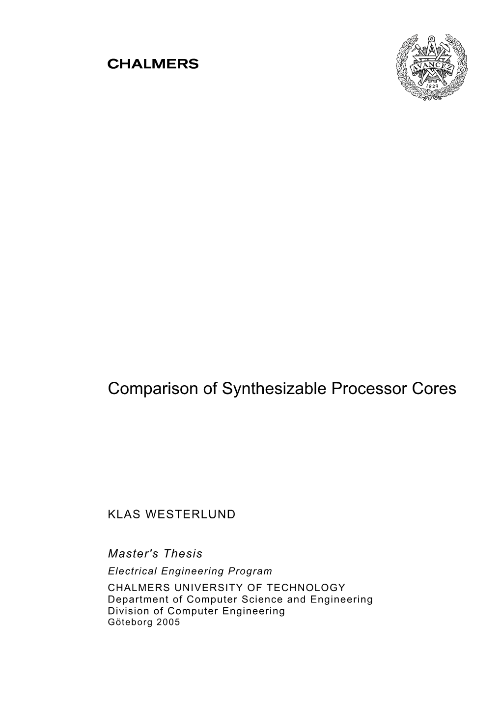 Comparison of Synthesizable Processor Cores