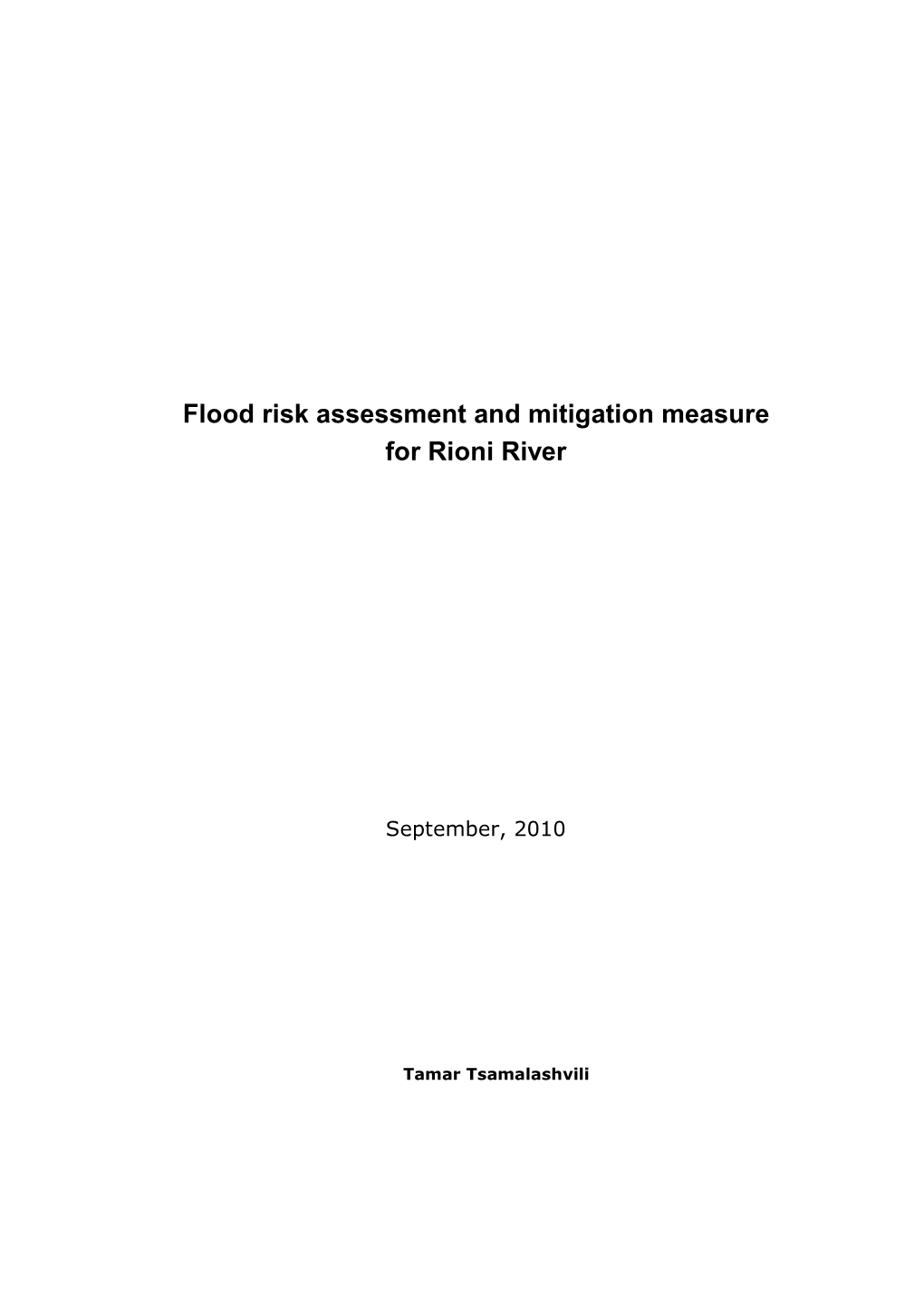 Flood Risk Assessment and Mitigation Measure for Rioni River