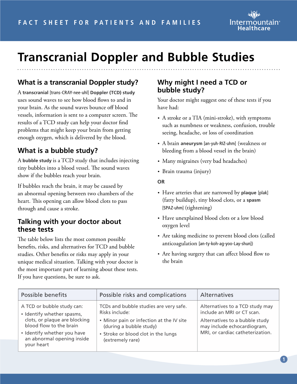 Transcranial Doppler (TCD) and Bubble Studies