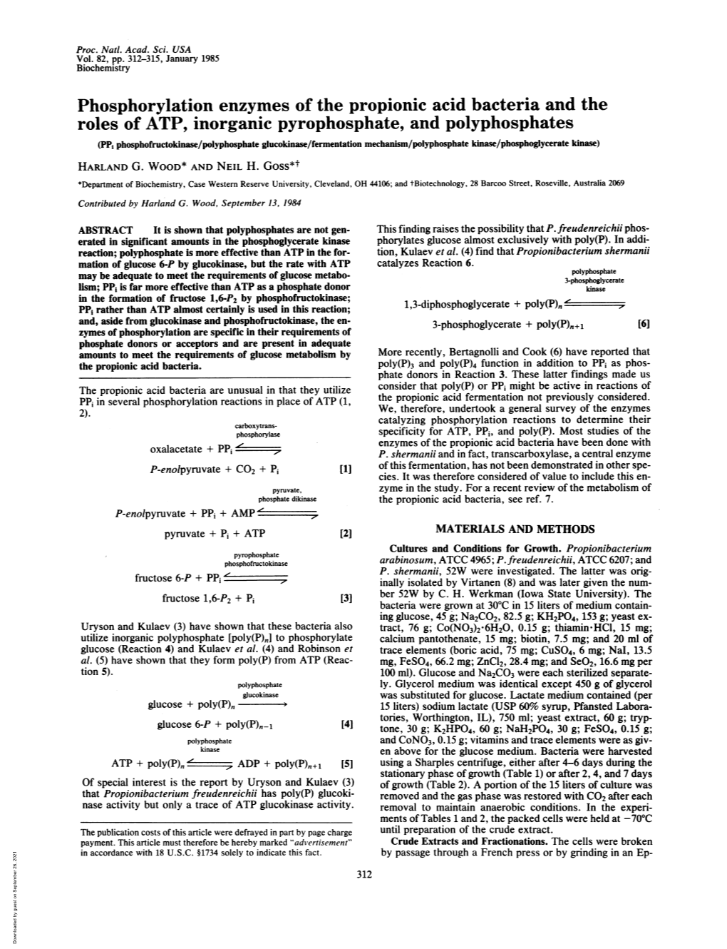 Phosphorylation Enzymes of the Propionic Acid Bacteria and The