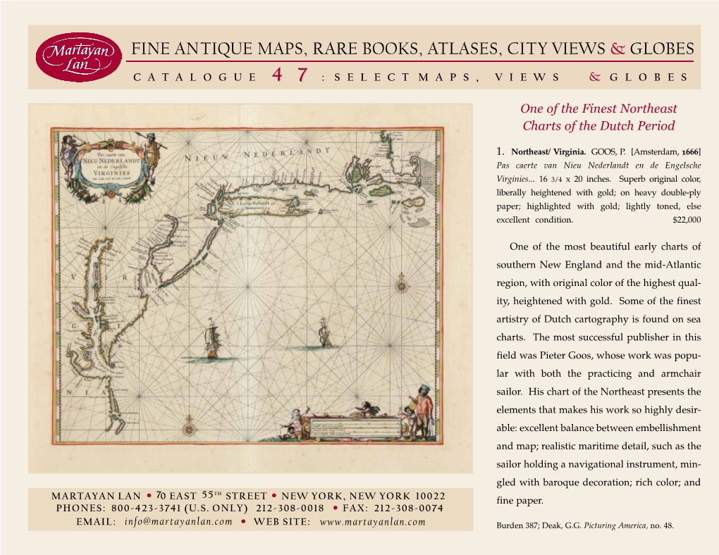 Fine Antique Maps, Rare Books, Atlases, City Views & Globes Catalogue 4747: Select Maps, Views & Globes