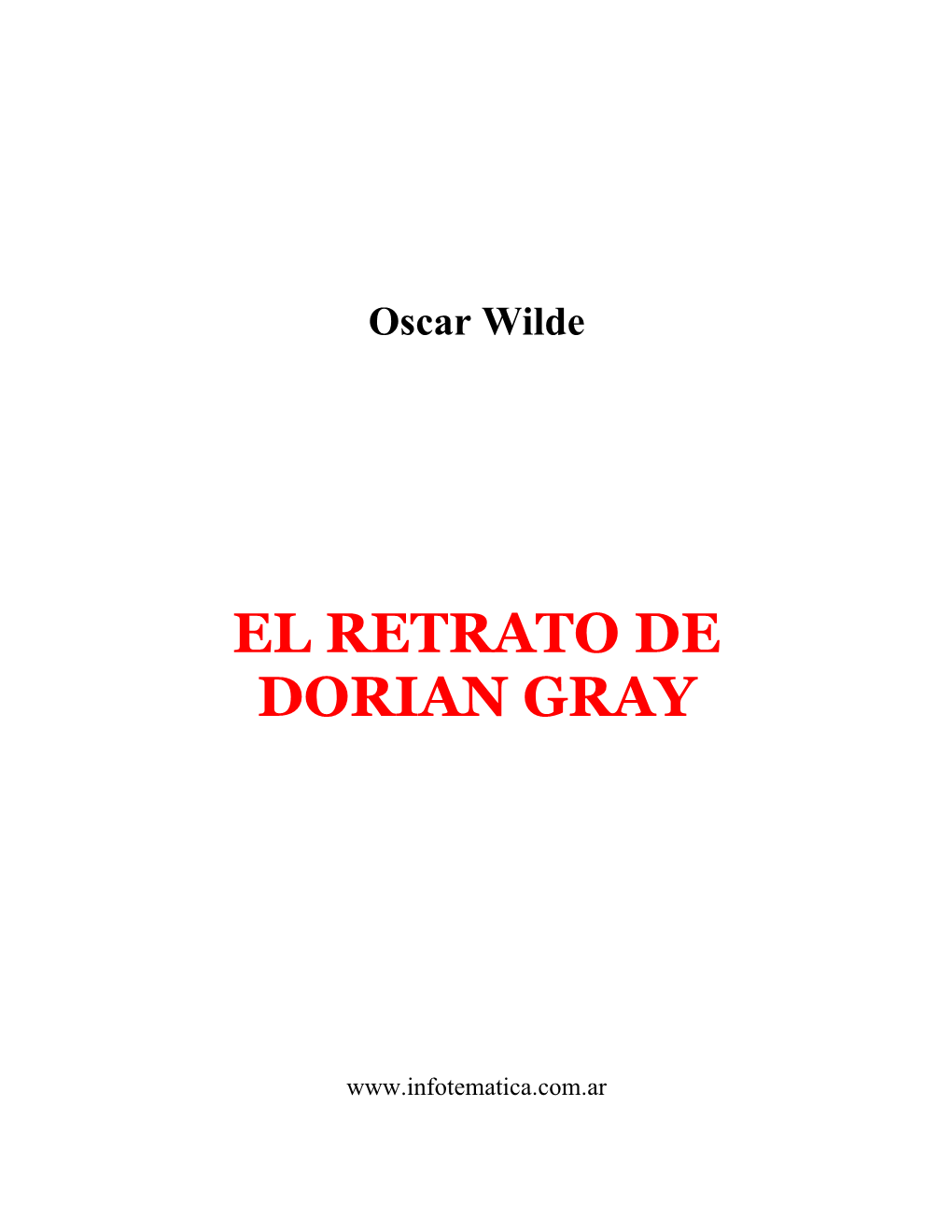 Oscar Wilde EL RETRATO DE DORIAN GRAY