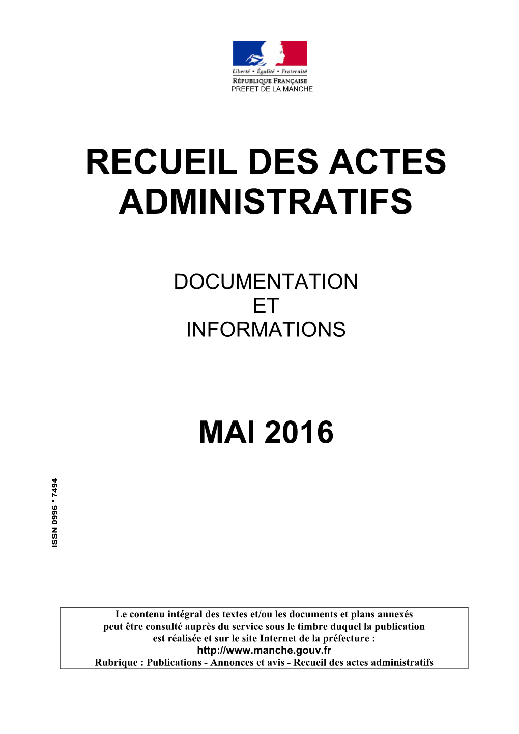 Recueil Des Actes Administratifs