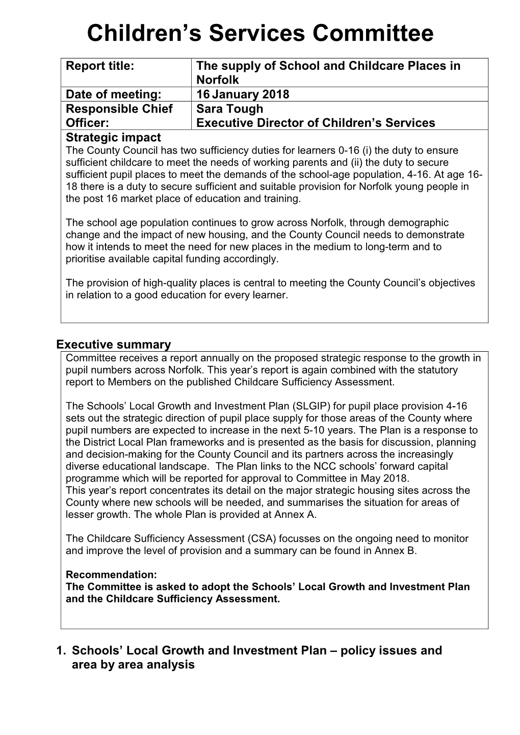 Children's Services Committee
