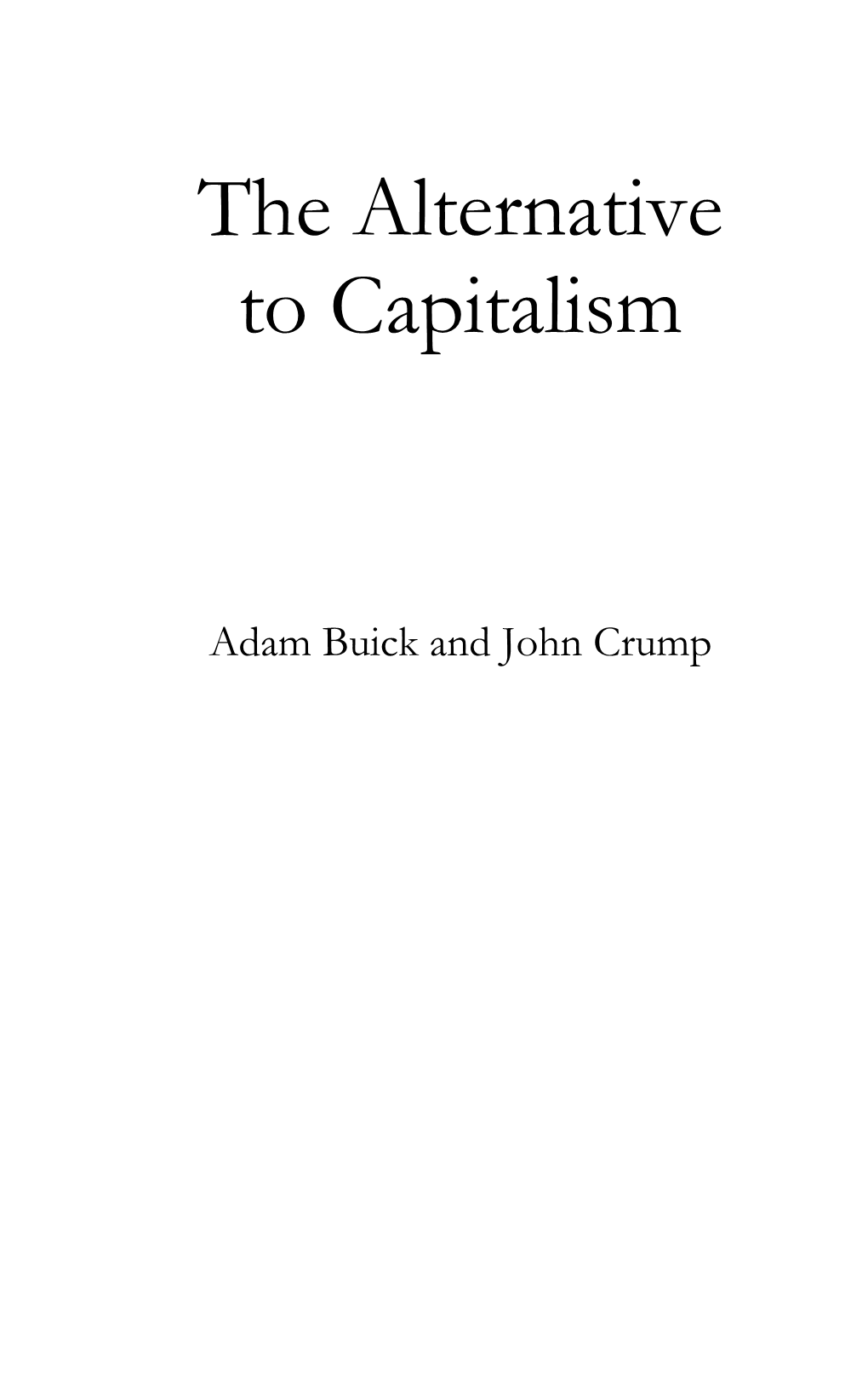 The Alternative to Capitalism