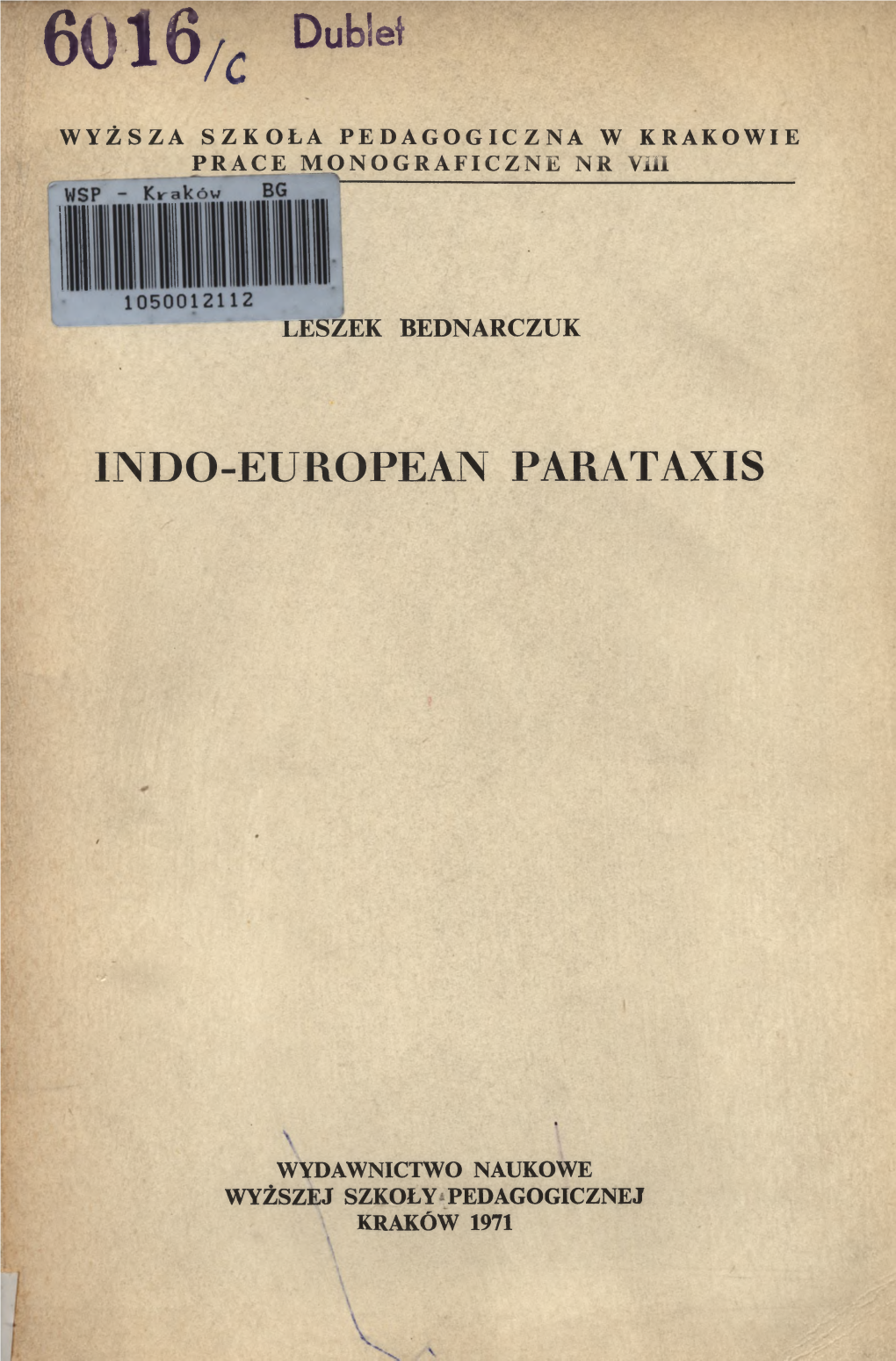 Indo-European Parataxis