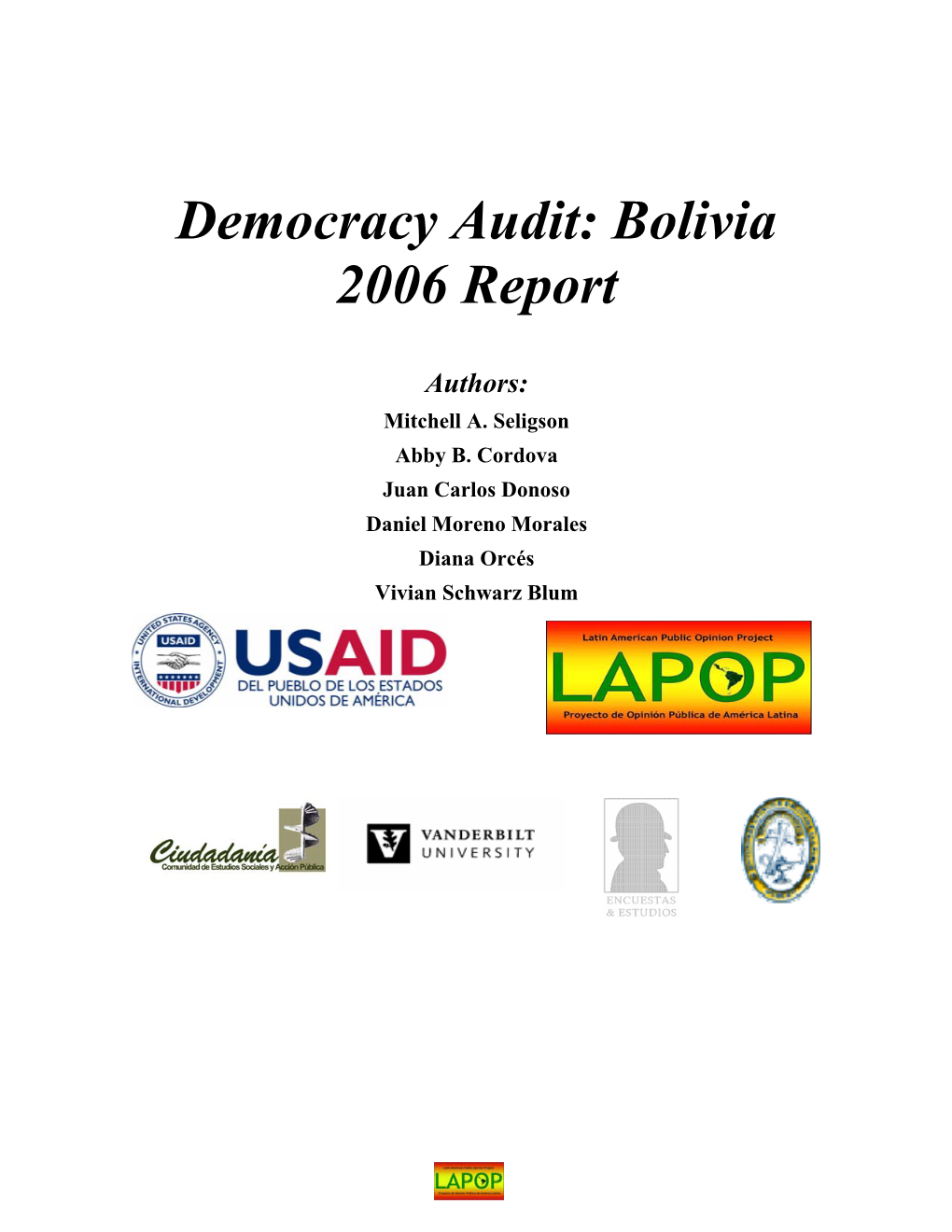 Democracy Audit: Bolivia 2006 Report