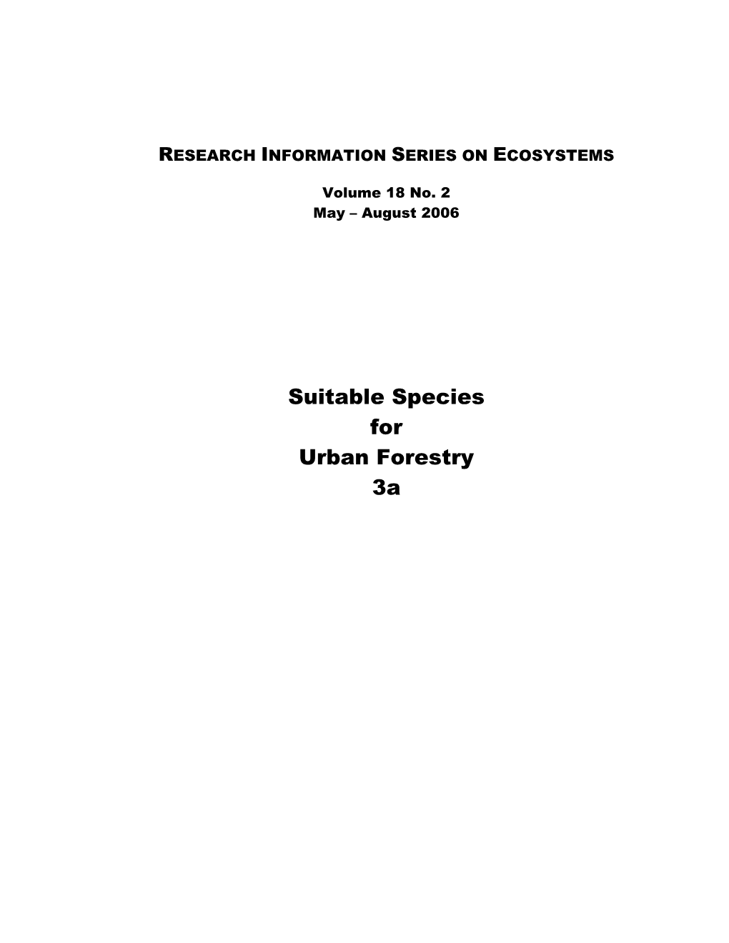 Suitable Species for Urban Forestry 3A