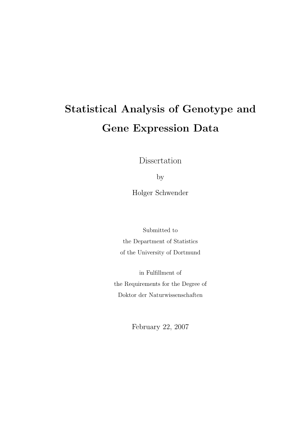 Statistical Analysis of Genotype and Gene Expression Data