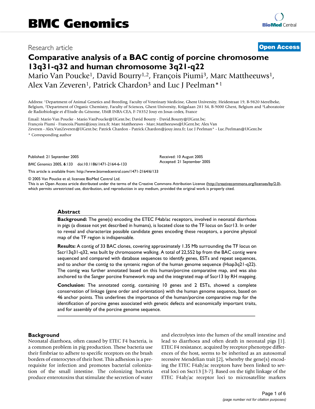 Comparative Analysis of a BAC Contig of Porcine Chromosome 13Q31-Q32