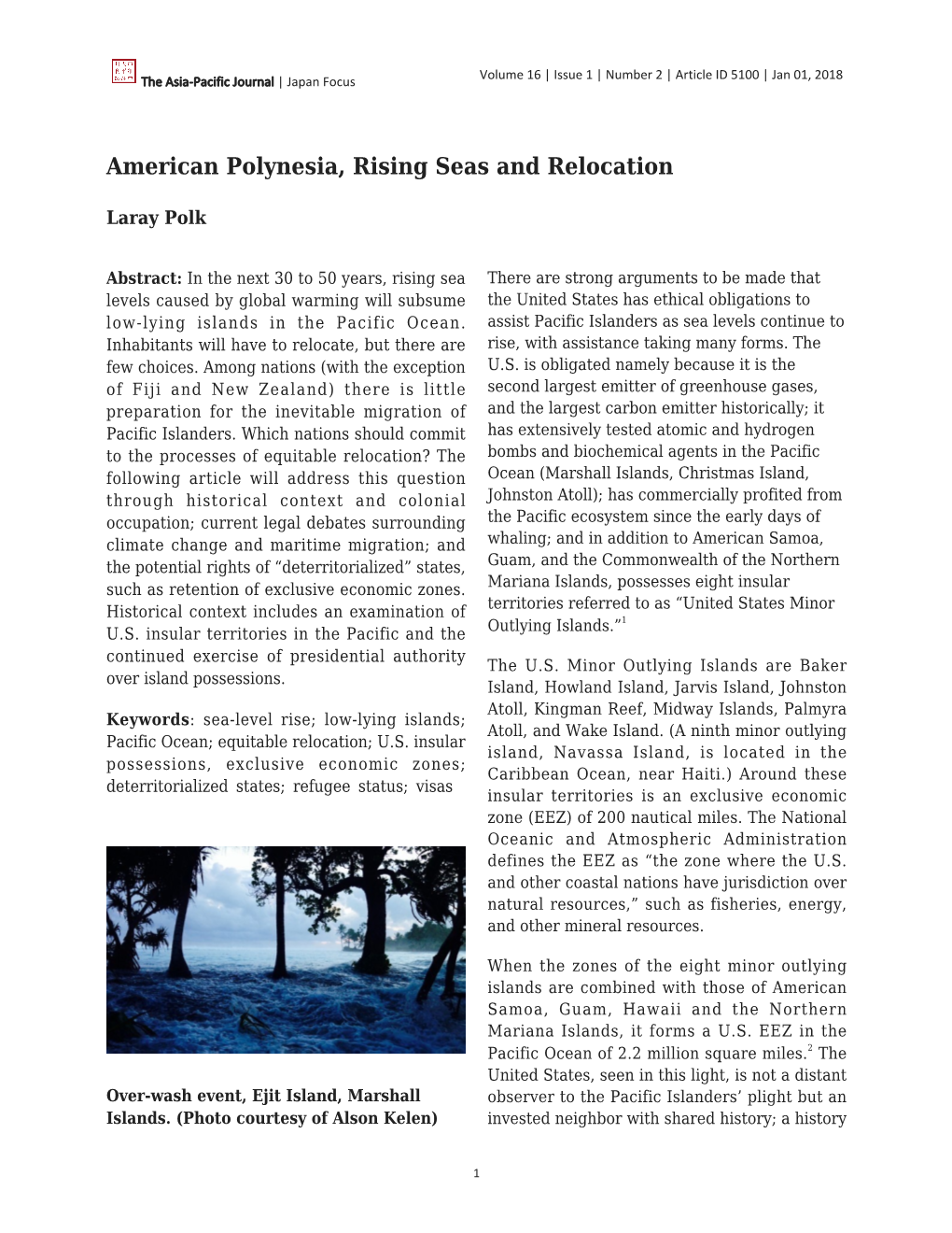 American Polynesia, Rising Seas and Relocation