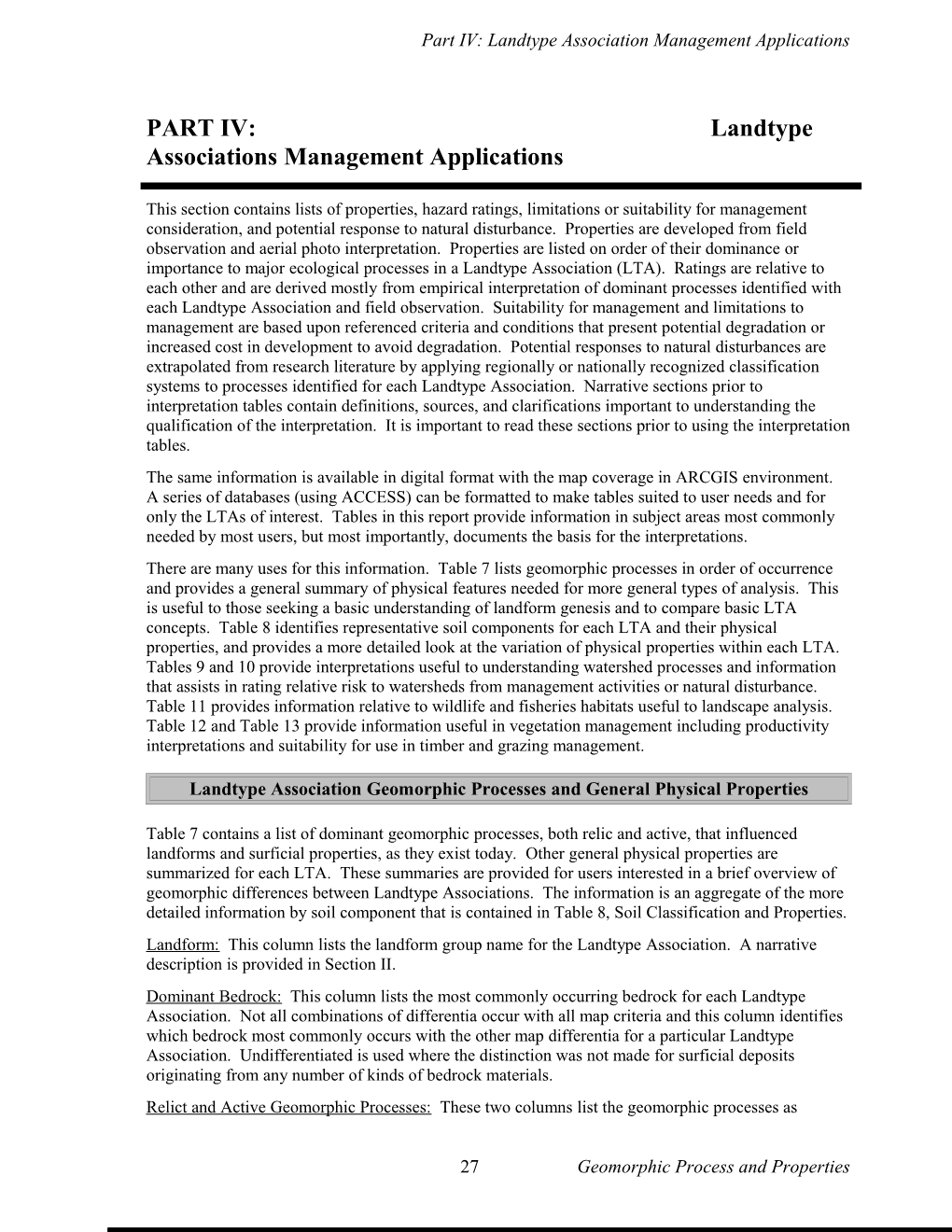 PART IV: Landtype Associations Management Applications