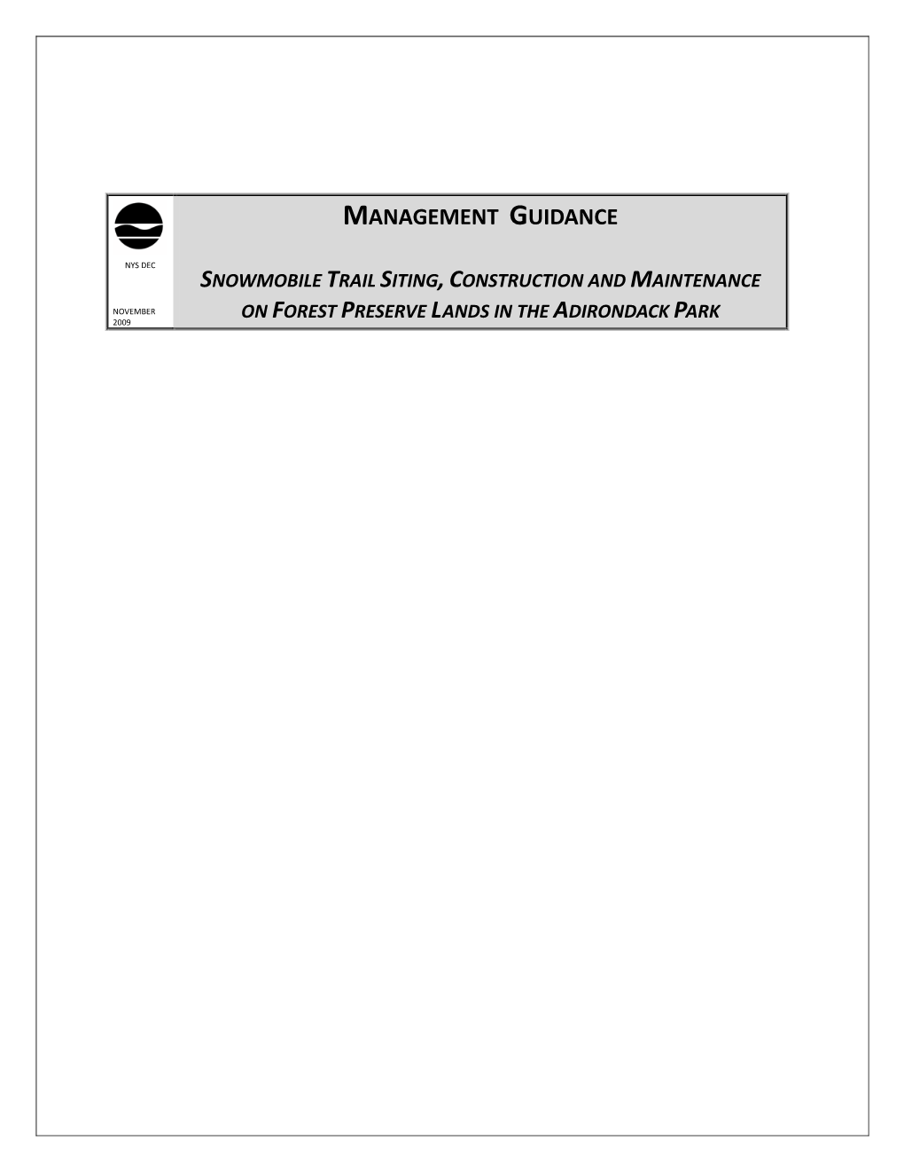 Snowmobile Management Guidance