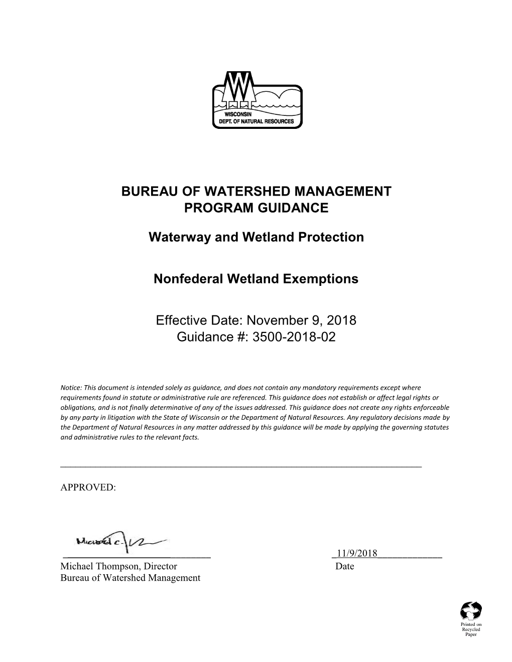 Nonfederal Wetland Exemption Guidance