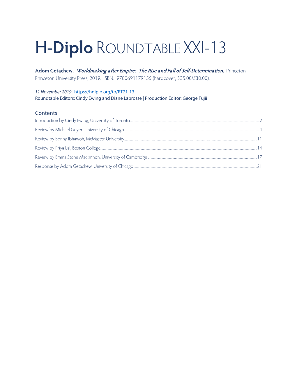 H-Diplo ROUNDTABLE XXI-13