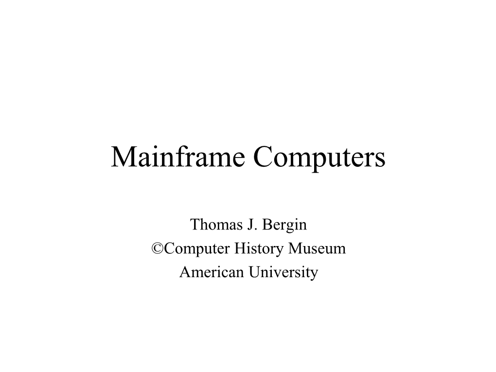 Mainframe Computers