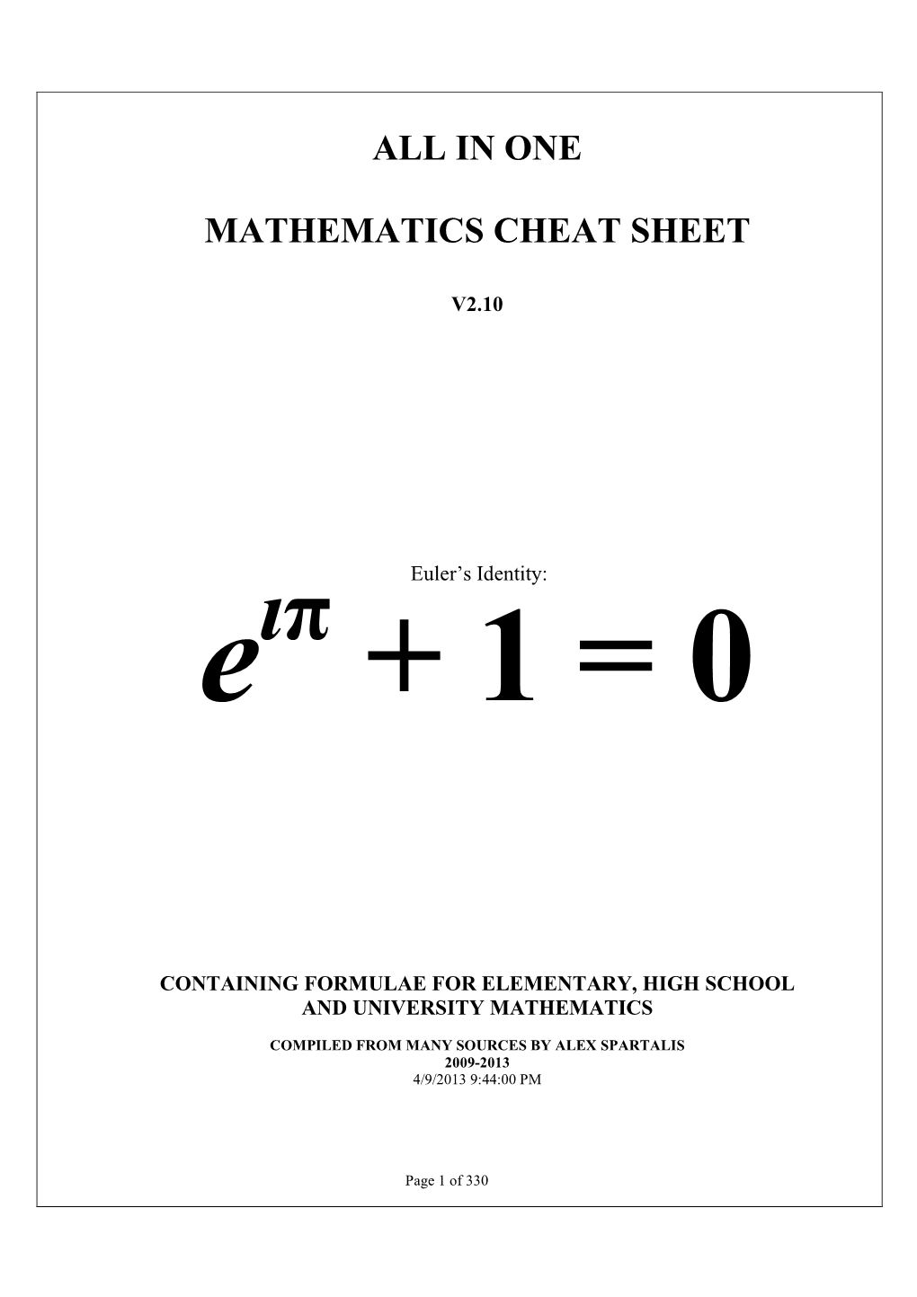 All in One Cheat Sheet 8