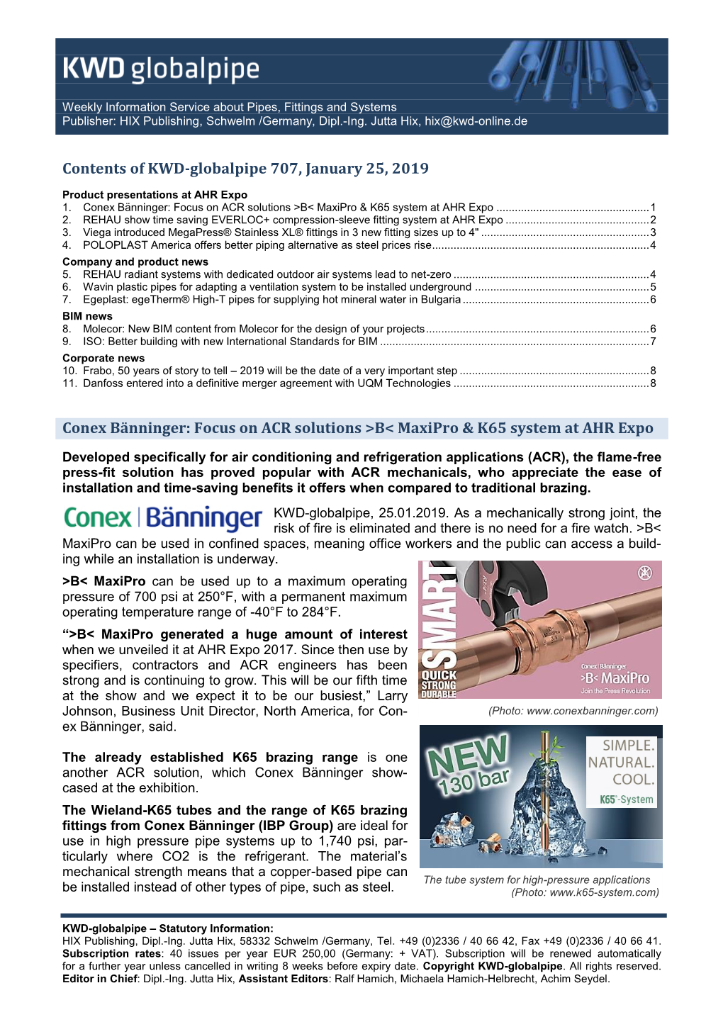 Contents of KWD-Globalpipe 707, January 25, 2019 Conex